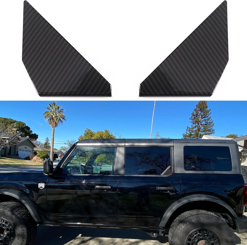 RERPRO Rear Window Triangle Cover Trim Compatible with 2021 2022 2023 2024 2025 Ford Bronco 4 Door Accessories Exterior Decoration Trims Kit Protection Decor Covers, 1 Pair Carbon Black - Image 1